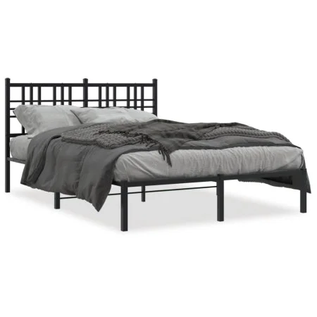 Estructura de cama con cabecero metal negro 120x190 cm de , Camas y somieres - Ref: Foro24-376321, Precio: 103,37 €, Descuent...