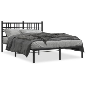 Estructura de cama con cabecero metal negro 135x190 cm de , Camas y somieres - Ref: Foro24-376323, Precio: 86,47 €, Descuento: %