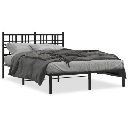 Bed frame with black metal headboard 135x190 cm by , Beds and slatted bases - Ref: Foro24-376323, Price: 86,47 €, Discount: %