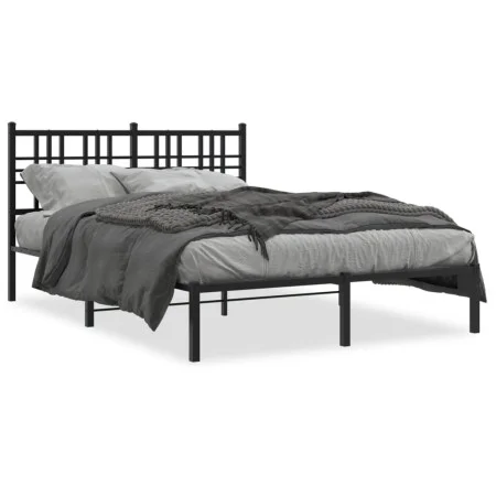 Bed frame with black metal headboard 135x190 cm by , Beds and slatted bases - Ref: Foro24-376323, Price: 85,37 €, Discount: %