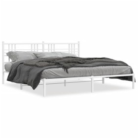 Bettgestell aus Metall mit weißem Kopfteil 180x200 cm von , Betten und Lattenroste - Ref: Foro24-376377, Preis: 105,52 €, Rab...