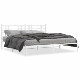 Metal bed frame with white headboard 180x200 cm by , Beds and slatted bases - Ref: Foro24-376377, Price: 104,01 €, Discount: %