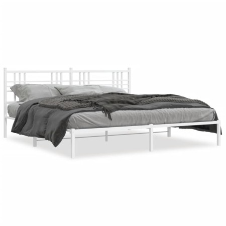 Estructura de cama de metal con cabecero blanco 180x200 cm de , Camas y somieres - Ref: Foro24-376377, Precio: 105,43 €, Desc...