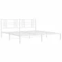 Metal bed frame with white headboard 180x200 cm by , Beds and slatted bases - Ref: Foro24-376377, Price: 104,01 €, Discount: %