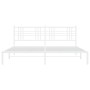 Estructura de cama de metal con cabecero blanco 180x200 cm de , Camas y somieres - Ref: Foro24-376377, Precio: 105,43 €, Desc...