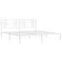 White metal bed frame with headboard 200x200 cm by , Beds and slatted bases - Ref: Foro24-376380, Price: 123,72 €, Discount: %