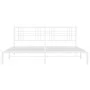 White metal bed frame with headboard 200x200 cm by , Beds and slatted bases - Ref: Foro24-376380, Price: 123,72 €, Discount: %