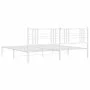 White metal bed frame with headboard 200x200 cm by , Beds and slatted bases - Ref: Foro24-376380, Price: 123,72 €, Discount: %