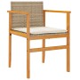 Sillas de jardín con cojín 2 uds ratán PE beige y madera acacia de , Sillas de jardín - Ref: Foro24-368713, Precio: 107,93 €