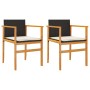 Gartenstühle mit Kissen, 2 Stück, schwarzes PE-Rattan und Akazienholz von , Gartenstühle - Ref: Foro24-368711, Preis: 115,41 ...