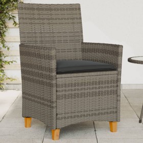 Gartenstühle und Kissen 2 Stück graues PE-Rattan und Massivholz von , Gartenstühle - Ref: Foro24-368718, Preis: 205,20 €, Rab...