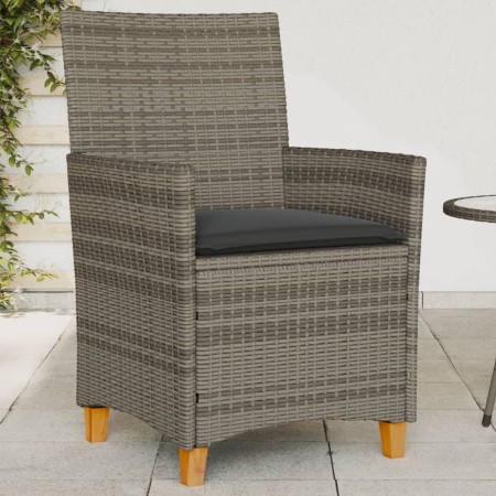 Garden chairs and cushions 2 pcs gray PE rattan and solid wood by , Garden chairs - Ref: Foro24-368718, Price: 153,80 €, Disc...