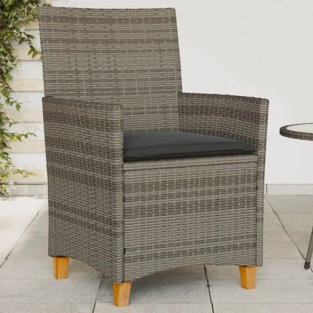Garden chairs and cushions 2 pcs gray PE rattan and solid wood by , Garden chairs - Ref: Foro24-368718, Price: 201,22 €, Disc...