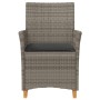 Sillas de jardín y cojines 2 uds ratán PE gris y madera maciza de , Sillas de jardín - Ref: Foro24-368718, Precio: 153,80 €