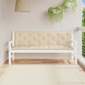 Cojines de banco de jardín 2 uds tela Oxford beige 180x50x7 cm