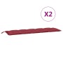 Garden bench cushions 2 pcs red red 180x50x7 cm by , Cushions for chairs and sofas - Ref: Foro24-361725, Price: 58,42 €, Disc...