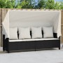 Lounger with hood and black synthetic rattan cushions by , Loungers - Ref: Foro24-368353, Price: 228,30 €, Discount: %