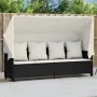 Lounger with hood and black synthetic rattan cushions by , Loungers - Ref: Foro24-368353, Price: 256,71 €, Discount: %