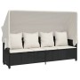 Lounger with hood and black synthetic rattan cushions by , Loungers - Ref: Foro24-368353, Price: 228,30 €, Discount: %