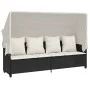 Lounger with hood and black synthetic rattan cushions by , Loungers - Ref: Foro24-368353, Price: 256,71 €, Discount: %