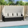 Lounger with hood and black synthetic rattan cushions by , Loungers - Ref: Foro24-368353, Price: 256,71 €, Discount: %