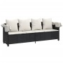 Lounger with hood and black synthetic rattan cushions by , Loungers - Ref: Foro24-368353, Price: 228,30 €, Discount: %