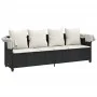 Lounger with hood and black synthetic rattan cushions by , Loungers - Ref: Foro24-368353, Price: 256,71 €, Discount: %