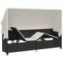 Lounger with hood and black synthetic rattan cushions by , Loungers - Ref: Foro24-368353, Price: 228,30 €, Discount: %