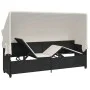 Lounger with hood and black synthetic rattan cushions by , Loungers - Ref: Foro24-368353, Price: 256,71 €, Discount: %