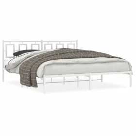Bettgestell aus Metall mit weißem Kopfteil 180x200 cm von , Betten und Lattenroste - Ref: Foro24-374294, Preis: 118,85 €, Rab...