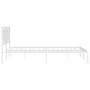 Estructura de cama de metal con cabecero blanco 180x200 cm de , Camas y somieres - Ref: Foro24-374294, Precio: 118,85 €, Desc...
