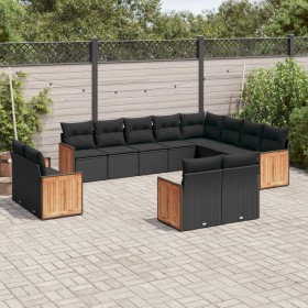 Garden sofa set 12 pieces with black synthetic rattan cushions by , Garden sets - Ref: Foro24-3260592, Price: 830,73 €, Disco...