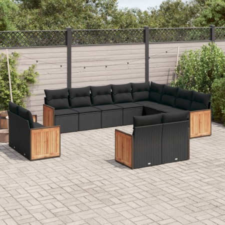 Garden sofa set 12 pieces with black synthetic rattan cushions by , Garden sets - Ref: Foro24-3260592, Price: 830,67 €, Disco...