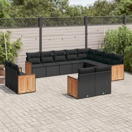 Garden sofa set 12 pieces with black synthetic rattan cushions by , Garden sets - Ref: Foro24-3260592, Price: 852,31 €, Disco...