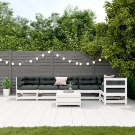7-piece garden furniture set with solid white pine wood cushions by , Garden sets - Ref: Foro24-3250869, Price: 583,43 €, Dis...