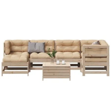 Juego de muebles de jardín 7 pzas y cojines madera maciza pino de , Conjuntos de jardín - Ref: Foro24-3250912, Precio: 730,56...