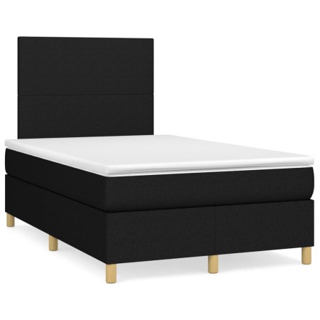 Cama box spring con colchón tela negro 120x190 cm