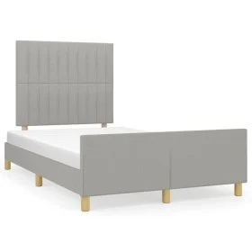 Bed frame with headboard light gray fabric 120x190 cm by , Beds and slatted bases - Ref: Foro24-3270527, Price: 166,92 €, Dis...