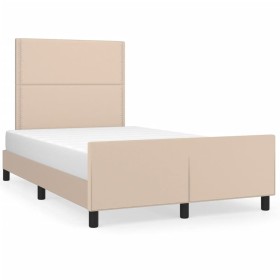 Estructura cama y cabecero cuero sintético capuchino 120x190 cm