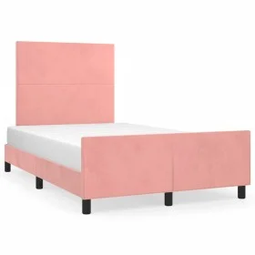 Estructura de cama con cabecero terciopelo rosa 120x190 cm de , Camas y somieres - Ref: Foro24-3270571, Precio: 163,98 €, Des...