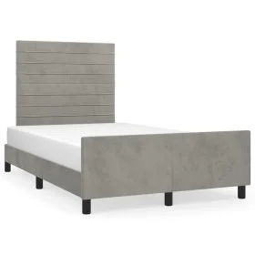 Bed frame with light gray velvet headboard 120x190 cm by , Beds and slatted bases - Ref: Foro24-3270584, Price: 158,74 €, Dis...