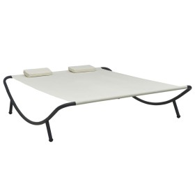 Tumbona de jardín tela blanco crema de vidaXL, Camas para exteriores - Ref: Foro24-48074, Precio: 90,48 €, Descuento: %