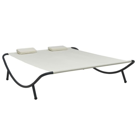 Tumbona de jardín tela blanco crema de vidaXL, Camas para exteriores - Ref: Foro24-48074, Precio: 90,48 €, Descuento: %