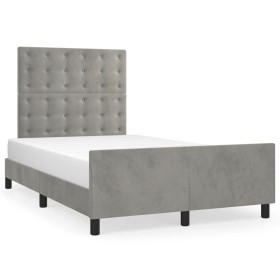 Bed frame with light gray velvet headboard 120x190 cm by , Beds and slatted bases - Ref: Foro24-3270602, Price: 181,52 €, Dis...