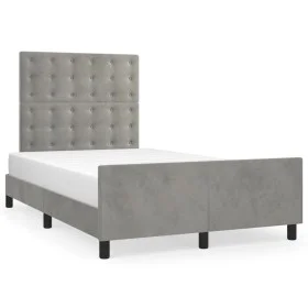 Bed frame with light gray velvet headboard 120x190 cm by , Beds and slatted bases - Ref: Foro24-3270602, Price: 180,65 €, Dis...