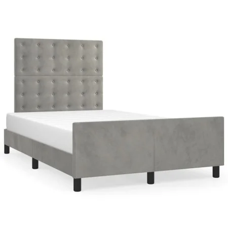 Bettgestell mit hellgrauem Samtkopfteil 120x190 cm von , Betten und Lattenroste - Ref: Foro24-3270602, Preis: 180,63 €, Rabat...