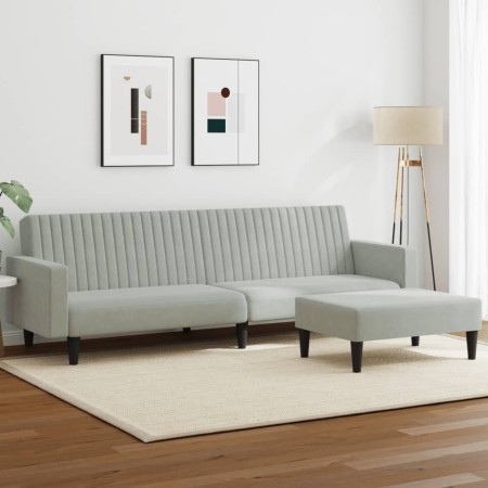 Zweiteilige Sofagarnitur aus hellgrauem Samt von , Sofas - Ref: Foro24-3216280, Preis: 343,97 €, Rabatt: %