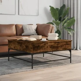 Engineered wood and metal smoke oak coffee table 95x95x45 cm by , Coffee table - Ref: Foro24-3217066, Price: 110,35 €, Discou...