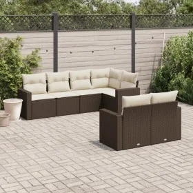 7-piece garden sofa set with brown PE rattan cushions by , Garden sets - Ref: Foro24-3219203, Price: 510,11 €, Discount: %