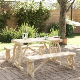 Garten-Essgruppe 3-teilig aus massivem Tannenholz von , Gartensets - Ref: Foro24-3207137, Preis: 353,99 €, Rabatt: %
